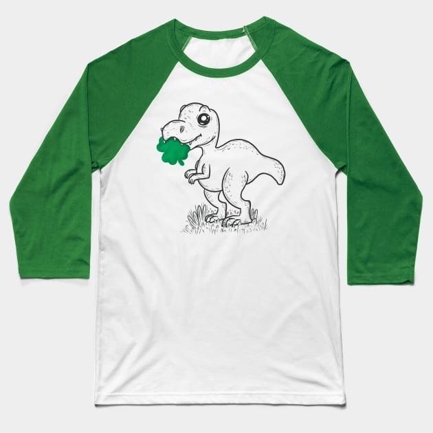 Shamrock dino st patricks day Baseball T-Shirt by Xatutik-Art